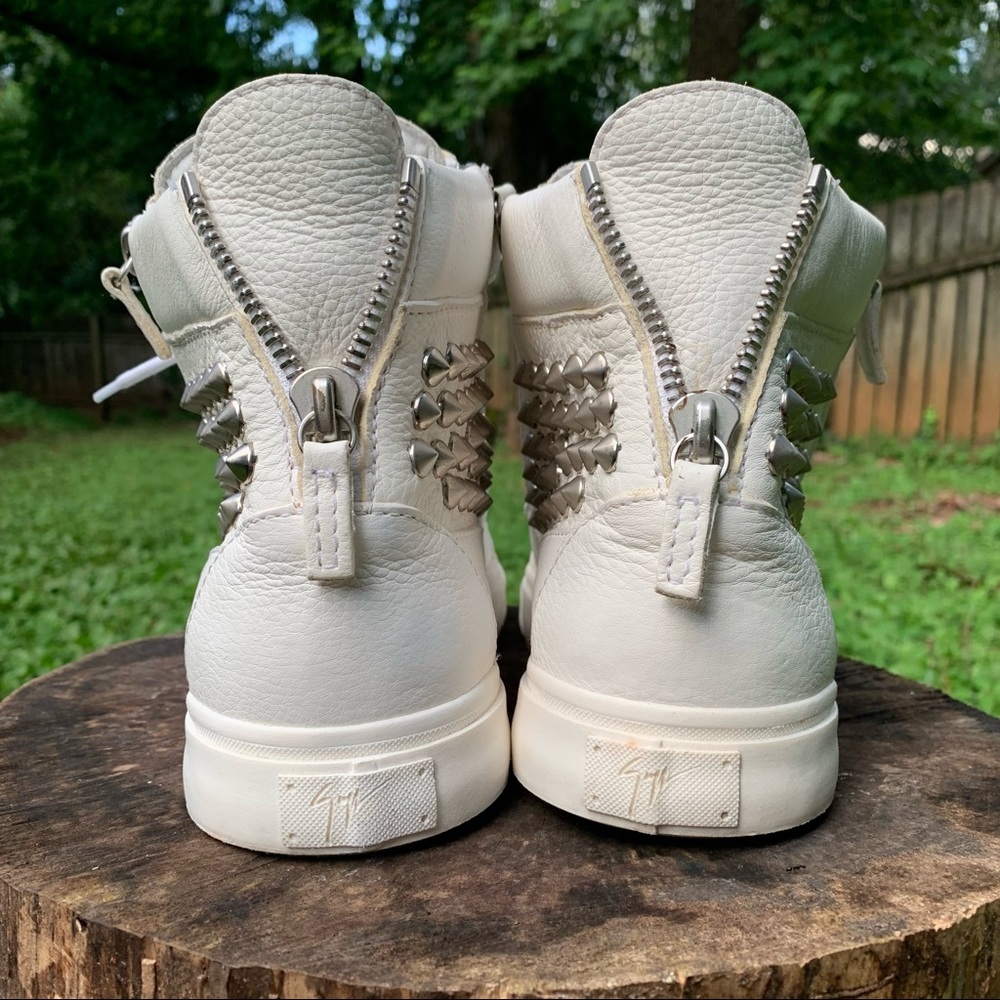 Giuseppe Zanotti white spiked high top sneakers EUR 42 - Picture 5 of 15